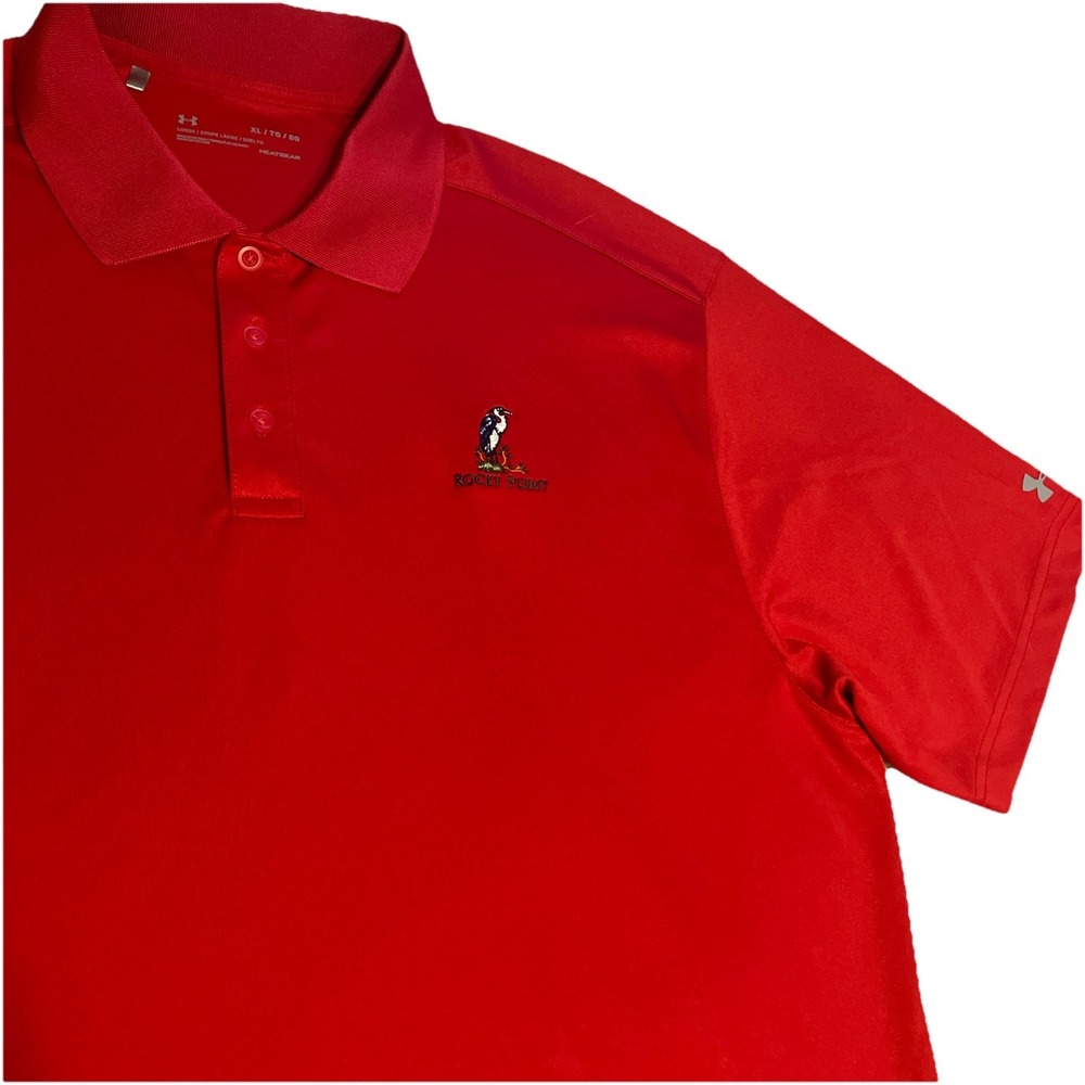 Under Armour Polo Shirt Mens XL Red Loose Heatgear Rocky Point Golf